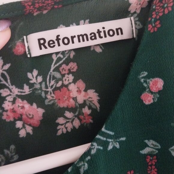 Reformation Juni Gathered Floral Print Crepe Dress - Picture 5 of 5